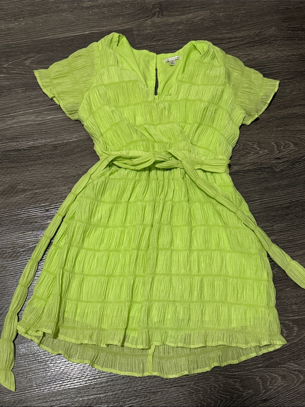 Neon Lime Skort Dress with Tie Belt